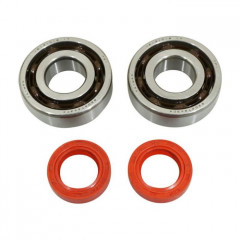 ROULEMENT D'EMBIELLAGE + JOINT SCOOT P2R ADAPTABLE PEUGEOT 50 LUDIX, SPEEDFIGHT 3, JET FORCE, KISBEE-DJANGO 2T (KIT 6204 TPI POLYAMIDE C4-JOINT RACING ROUGE)