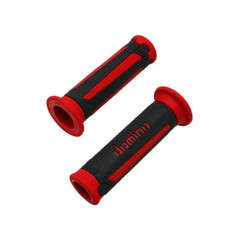 PAIRE DE REVETEMENT POIGNEE DOMINO A350 OPEN END GRIS ANTHRACITE ROUGE
