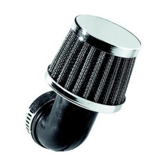 Filtre à air adaptable conique D.28-35 chrome coude 90°