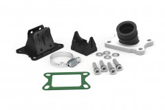 Boite à clapet MALOSSI Ø15 à 21 x360 pipe et clapet carbone pour moteur Minarelli AM6 et Derbi 50 à boîte Euro2 Euro3