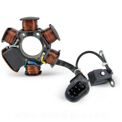 Stator d'allumage adaptable 6 pôles pour Piaggio 50 Fly, Zip, Liberty, Vespa LX, Typhoon, NRG, Gilera 50 Stalker, Runner, Aprilia SR * Prix spécial !