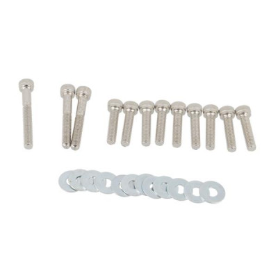 Kit de vis BTR adaptable pour couvercle de transmission - 12 pièces - chrome - MBK Booster / Yamaha BWS / Stunt / Slider 50CC