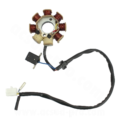 Stator allumage adaptable 8 pôles pour scooter chinois GY6 50cc 4T, Peugeot Kisbee, Kymco Agility, Sym Orbit, Baotian BT49QT * Prix spécial !