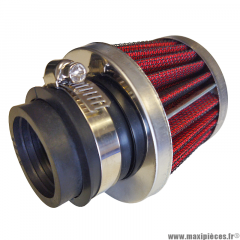 Filtre à air adaptable Ø 28/35mm cornet droit chromé montage sur carburateur, compatible moto, scooter, cyclomoteur, quad et autres * Prix spécial !