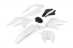 Kit carrosserie 8 pièces adaptable blanc brillant Derbi Senda DRD Extrem, Gilera RCR SMT (2011-2017) * Prix spécial !