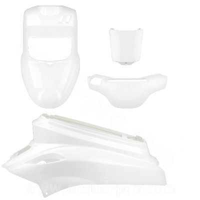 Kit carrosserie adaptable blanc (type origine) pour MBK 50 Booster 2004-2017 / Yamaha 50 BWS 2004-2017 (4 pièces) * Prix spécial !