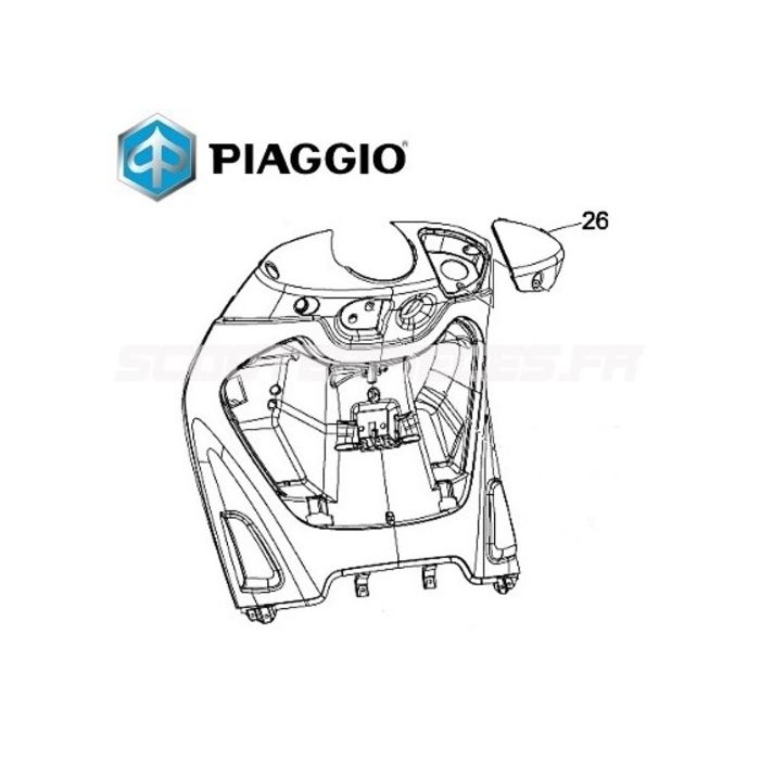 COUVERCLE D'ARRIVE D'EAU PIAGGIO ORIGINE EN NOIR A PEINDRE POUR PIAGGIO BEVERLY TOURER 125cc 2004 -> 2010