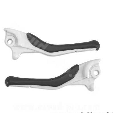Paire de leviers de frein blanc 5BR-H3912-00 pour scooter MBK 50 Nitro 1997-2008 / Yamaha 50 Aerox 1997-2008