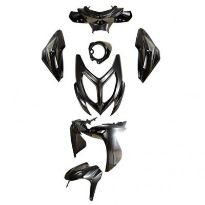 Kit carrosserie carénage noir brillant 7 pièces pour MBK 50 Nitro 2013+ Yamaha 50 Aerox 2013+