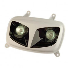 Double optique blanc / noir avec 2 halogènes 20W pour MBK 50 Booster 2004+ et Yamaha 50 BWS 2004+