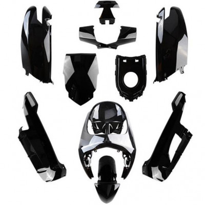 Kit carrosserie noir brillant 10 pièces pour scooter Peugeot Vivacity
