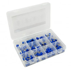 Coffret d'assortiment cosses électriques pré-isolées universelles bleu 165 pièces pour section de fil 1,5 à 2,5 mm²