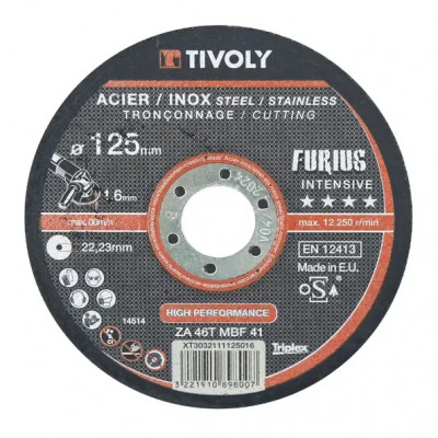 Disque meuleuse A tronçonner acier et inox diamètre 125 épaisseur 1,6 mm