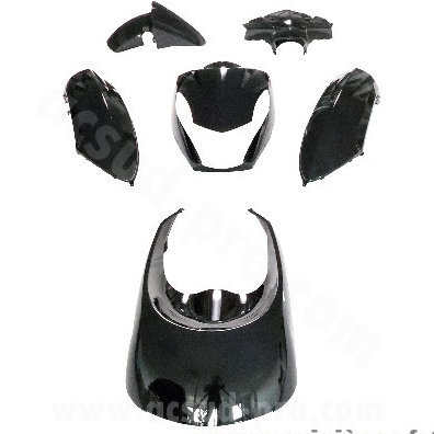 Kit carrosserie noir brillant 6 pièces pour scooter Peugeot Kisbee 2T et 4T
