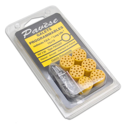 Galets de variateur adaptable 15x19 programmable 3g à 11g (x6) pour Piaggio 50 Zip 2T et 4T 2000+, Typhoon 1999+, Liberty 2T et 4T, NRG, Vespa LX 2T et 4T - Gilera 50 Stalker, Runner, DNA, Ice