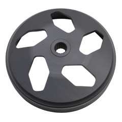 Tambour d'embrayage adaptable noir diamètre 107 pour MBK 50 Booster, Nitro, Ovetto, Yamaha 50 BWS, Aerox, Neos, Aprilia 50 SR, Malaguti 50 F12.