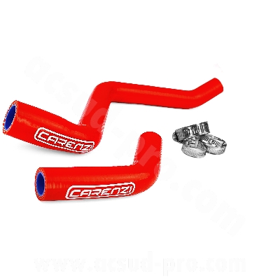 Durites de refroidissement Carenzi silicone rouge pour Derbi Euro 3 (livrées avec colliers Inox)