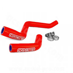 Durites de refroidissement Carenzi silicone rouge pour Derbi Euro 3 (livrées avec colliers Inox)