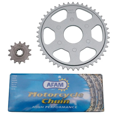 Kit chaine Afam 13x46 pour Aprilia 50 Classic 1992-1999 (Réf : 415)