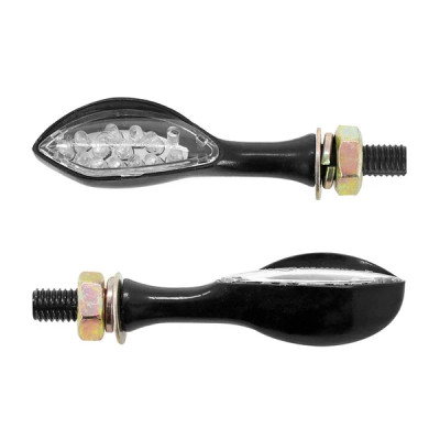 Clignotant universel adaptable 15 LEDs aluminium transparent/noir (homologué CE)