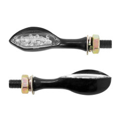 Clignotant universel adaptable 15 LEDs aluminium transparent/noir (homologué CE)