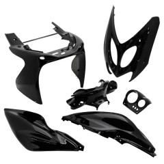 Kit carrosserie carénage adaptable noir brillant (6 pièces) MBK 50 Nitro 1997-2012, Yamaha 50 Aerox 1997-2012