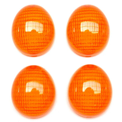 Cabochon de clignotant orange avant et arrière adaptable AV+AR pour Peugeot 50 Ludix, TKR Furious, XP6 (x4)