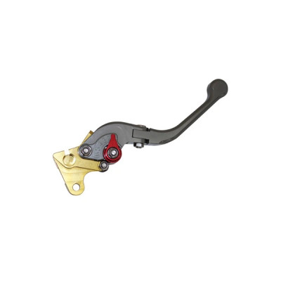 Levier de frein adaptable CNC pliable gauche gris/or pour MBK 50 Booster 2004+ - Yamaha 50 BW's 2004+