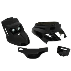 Kit carrosserie noir adaptable 4 pièces design pour MBK 50 Booster 2004+ / Yamaha 50 BWS 2004+ avec éclairage