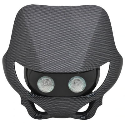 Plaque phare adaptable halogène 2x20W pour moto 50 à boite (carbone)