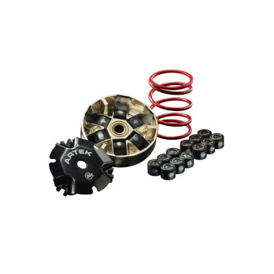 Variateur Artek K2 EVO avec 3 jeux de 6 galets 19x15,5mm pour MBK 50 Booster 1990+2003, Nitro-Yamaha 50 BWS 1990+2003, Aerox-Aprilia 50 SR-Malaguti 50 F12