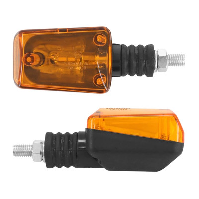 Clignotant universel adaptable rectangle orange-noir base courte (homologué CE) paire