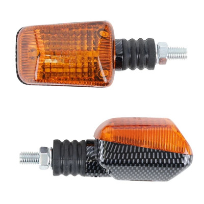 Clignotant adaptable rectangle carbone orange ampoule BA9S (paire)
