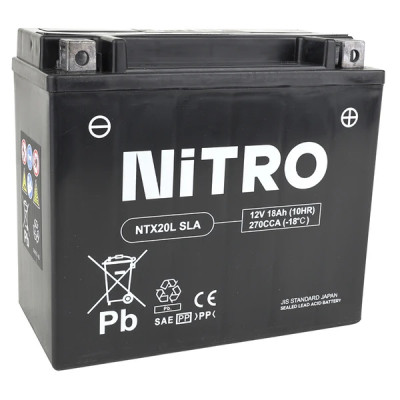 Batterie gel Nitro 12V 18 Ah NTX20L-BS prête à l'emploi sans entretien