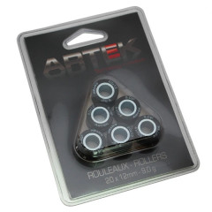 Galets de roulement Artek K1 20x12 9,0g (x6) pour Yamaha 125 Xmax, Majesty, Cygnus X / MBK 125 Skycruiser, Skyliner, Flame-X