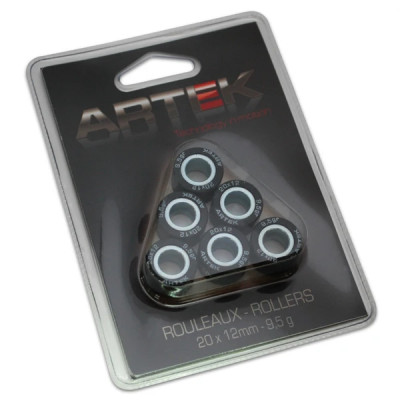 GALET / ROULEAU Artek K1 20x12 9,5g (x6) Pour moteurs Yamaha 125 XMAX, MAJESTY, CYGNUS-X / MBK 125 SKYCRUISER, SKYLINER, FLAME-X