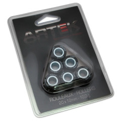 Galets de roulement Artek K1 20x12 10,0g (x6) pour Yamaha 125 XMAX, Majesty, Cygnus-X / MBK 125 Skycruiser, Skyliner, Flame-X