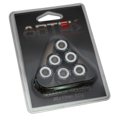 GALET / ROULEAU Artek K1 20x17 9,0g (x6) POUR PEUGEOT 125 SATELIS / SUZUKI 125 BURGMAN / APRILIA 125 LEONARDO / KYMCO 125 PEOPLE