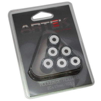 Galets/Rouleaux Artek K1 20x17 10,5g (x6) pour Peugeot 125 Satelis, Suzuki 125 Burgman, Aprilia 125 Leonardo, Kymco 125 People
