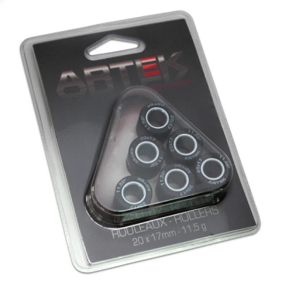Galets de variateur Artek K1 20x17 11,5g (x6) pour Peugeot 125 Satelis, Suzuki 125 Burgman, Aprilia 125 Leonardo, Kymco 125 People