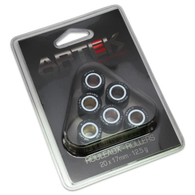 GALET/ROULEAU Artek 20x17 12,5g (x6) pour Peugeot 125 Satelis, Suzuki 125 Burgman, Aprilia 125 Leonardo, Kymco 125 People