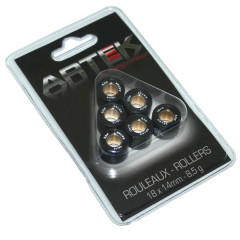 Galets de roulement Artek K1 18x14 8,5g (x6) pour scooter 125 Chinois, Peugeot 125 Tweet, Kymco 125 Dink-Street, Agility, Sym 125 Fiddle, GTS