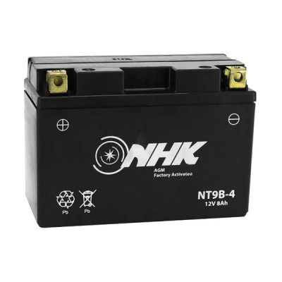 Batterie moto NHK 12V 8 Ah SANS ENTRETIEN GEL prête à l'emploi YT9B-4