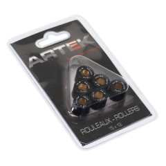 Galets de roller Artek K1 15x12 4,3g (x6) pour MBK 50 Booster, Nitro, Ovetto, Stunt / Yamaha 50 BWS, Aerox, Neos