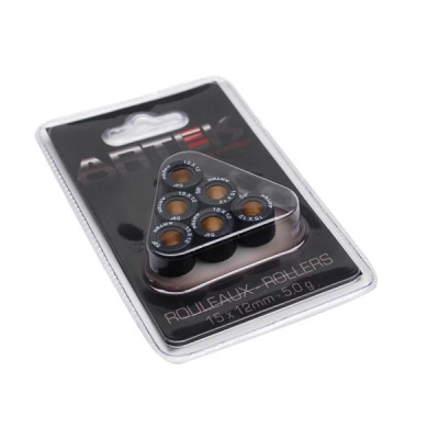 Galets/Rouleaux Artek K1 15x12 5,0g (x6) pour MBK 50 Booster, Nitro, Ovetto, Stunt / Yamaha 50 BWS, Aerox, Neos