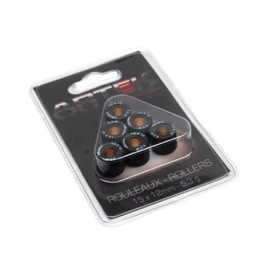 Galets de roulement Artek K1 15x12 5,3g (x6) pour MBK 50 Booster, Nitro, Ovetto, Stunt / Yamaha 50 BWS, Aerox, Neos