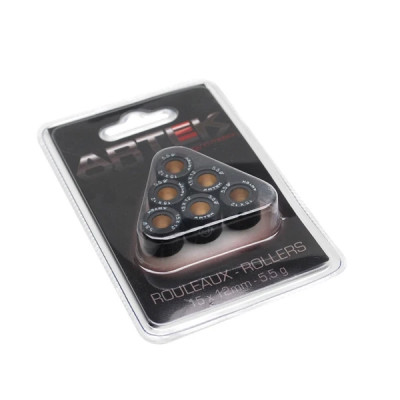 Galets de roulement Artek K1 15x12 5,5g (x6) pour MBK 50 Booster, Nitro, Ovetto, Stunt / Yamaha 50 BWS, Aerox, Neos