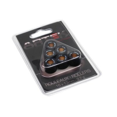 GALET-ROULEAU ARTEK K1 16X13 3,7g (x6) POUR PEUGEOT 50 KISBEE, TKR, TREKKER, SPEEDFIGHT, BUXY, VIVACITY, PIAGGIO 50 ZIP, TYPHOON, NRG 1994-1999, KYMCO 50 DINK, PEOPLE, TOP-BOY