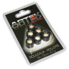 Galets de variateur Artek K1 16x13 5,7g (x6) pour Peugeot 50 Kisbee, TKR, Trekker, Speedfight, Buxy, Vivacity / Piaggio 50 Zip, Typhoon, NRG 1994-1999 / Kymco 50 Dink, People, Top-Boy