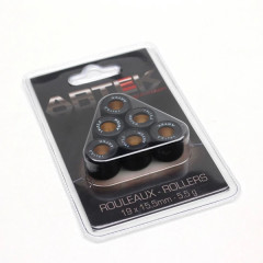 Galets/Rouleaux Artek K1 19x15,5 5,5g (x6) pour Piaggio 50 Zip 2T et 4T 2000+, Typhoon 1999+, Liberty 2T et 4T, NRG, Vespa LX 2T et 4T, Gilera 50 Stalker, Runner, DNA, Ice